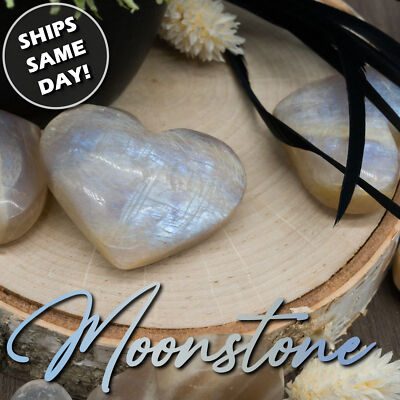 Blue Flash Moonstone Heart Spiritual Healing Gemstone Love Protection Meditation
