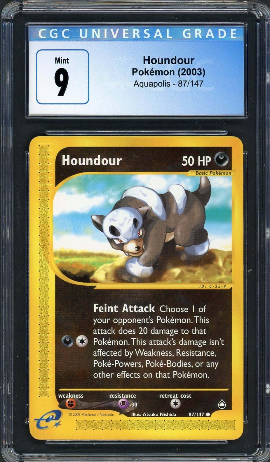 CGC 9 Houndour Aquapolis 87/147 Pokemon Card B18