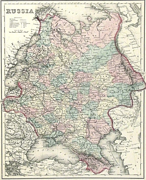 c1870 Map of Spain & Portugal / Russia Hand Colored Engraving O W Gray Vintage - Image 4 of 4