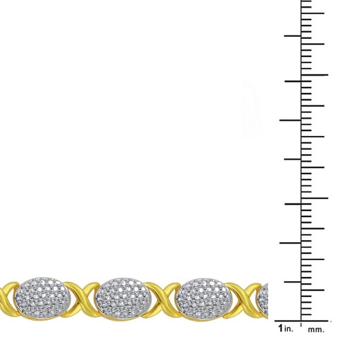 Gold tone White Accent Diamond Fashion Tennis Bracelet for Women 7" Inch - Picture 4 of 5