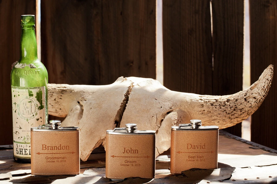 Custom Engraved Groomsman Flask, Personalized Wedding Gift, Bachelor Party Favor - Image 3 of 4