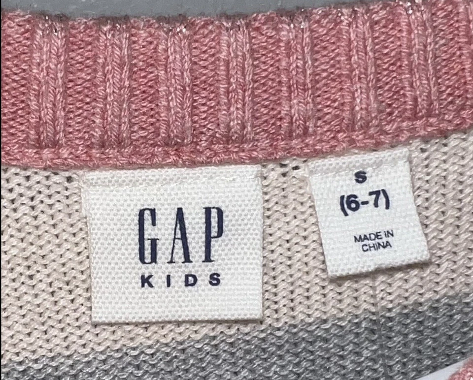 Nuevo con etiquetas Vestido Suéter Gap Niñas-Rosa Neutro Rayas-Talla 6-7 Foto 3 de 4