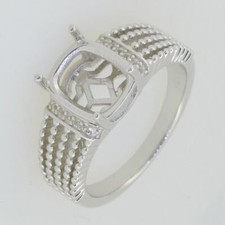 Sterling Silver Semi Mount Ring Setting Cab Cushion CU 10X8mm White Topaz