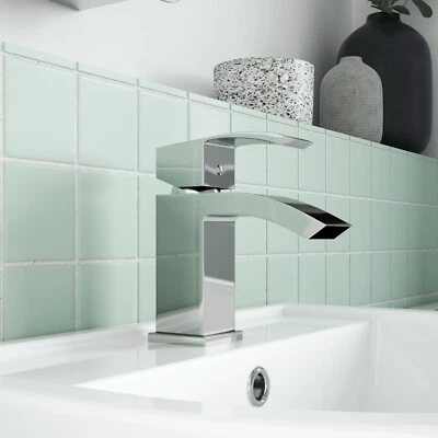 Nuie Vibe Midi Mono Basin Mixer Tap & Pop Up Waste Brass Chrome Bathroom Sink