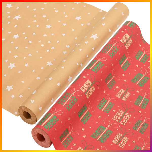 Geschenkpapier Weihnachtsmotiv 43Cm X 15M Kraftpapier FüR Weihnachten-image