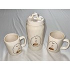 Rae Dunn Easter Bunny "Hop!" 3-Piece Ceramic Tea Set Ivory rare collector rabbit