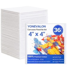 Mini Canvas for Painting 36 Pack, 4x4 Inch Small Canvases for Painting, Blank...