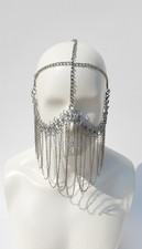 Masque voile visage cotte de mailles argent gothique médiéval aluminium GN Re...