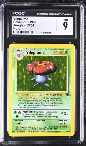 CGC 9 MINT Vileplume 15/64 Holo Jungle Pokemon Card