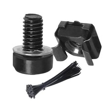 25 Pack M6 x 16 mm Rack Mount Cage Nuts Screws Washers Server Cabinet Black