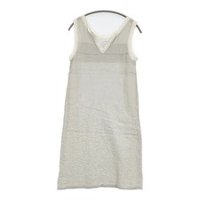 Mina Perhonen Wave Linen Embroidered Sleeveless Dress Gray Ladies