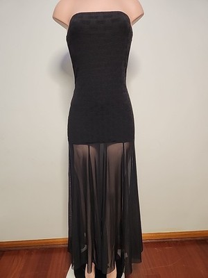 Nwt Commense Women's Sheer Overlay Long Dress Black Color  SIZE Medium 