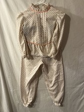 Vintage Girls 7 Flannel Pajamas With Button Up Shirt Floral
