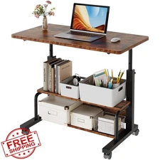 DUMOS Rolling Desk 31.5" Rustic Brown