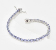 12TCW Oval & Round Cut Lab Created Tanzanite Tennis Bracelet 925 Sterling Silver