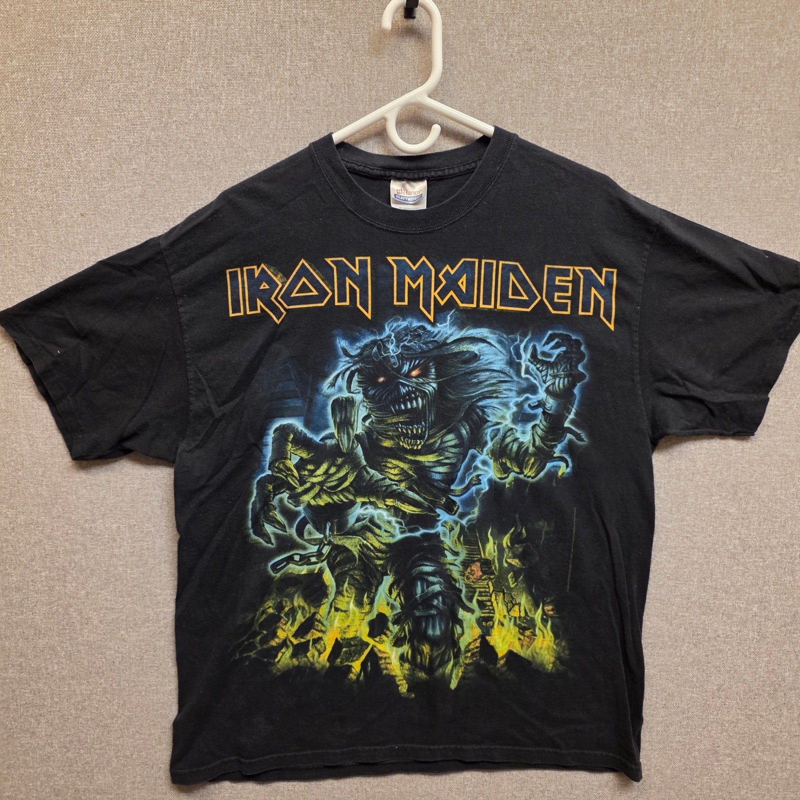 Camiseta de colección 2008 Iron Maiden Somewhere Back In Time Tour para hombre grande banda L
