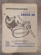 Betriebserlaubnis Sachs 50 Mofa 25 Papiere 1092 Fahrradhilfsmotor 1955 ??