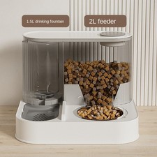 2 in 1 Automatic Cat Dog Self Feeder Food Water Dry Wet Dispenser Steel Bowl