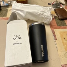 Corkcicle Matte Black Triple Insulated Stainless Steel Cold/Hot Easy Grip  NEW 