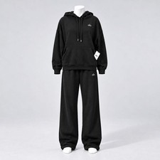 Alo Women Black Hoodie Straight Leg Sweatpants Set
