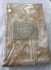 Harmony Scroll Silver Gold Damask Jacquard Tablecloth Mitered Corners 60x84 NIP