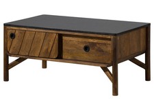 Couchtisch Mango 100x60x45 braun geölt / dunkler Granit LOS ANGELES #105