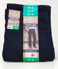 Weatherproof Vintage Stretch Canvas men's 38x29 Pant Black Utility fleece lined