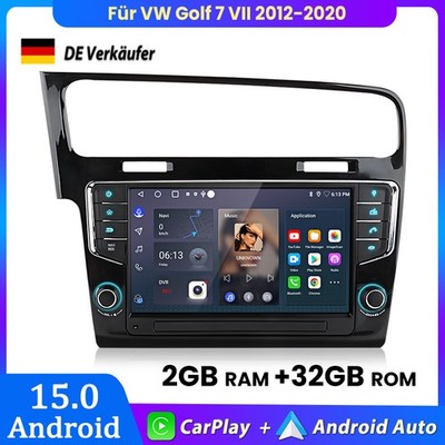 2+32GB Carplay Android15 Autoradio GPS Navi DAB+ Für VW Golf 7 VII MK7 2012-2020