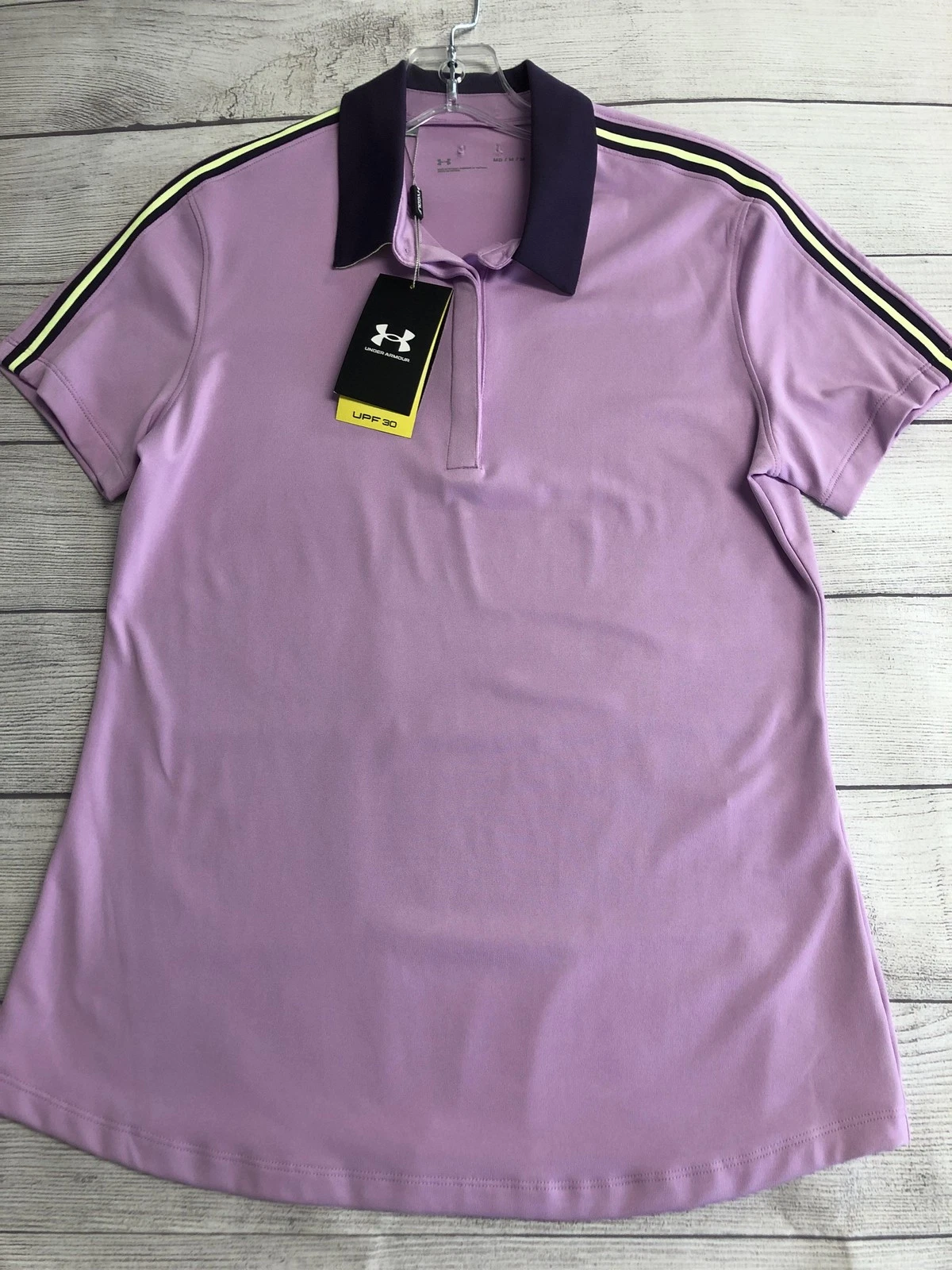 Under Armour Polo Shirt Womens Medium Purple UPF 30 Golf Performance Stretch