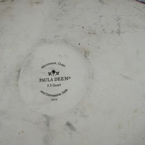 Casseruola Paula Deen 2,5 Qt piatto e coperchio bordeaux maculato a costine smerlato - Foto 3 di 3