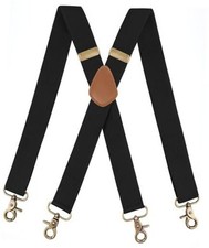 Suspenders for Men Heavy Duty 1.4 Inch Adjustable Elastic Straps X-Back Black