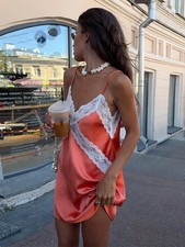 Summer Sexy Lace Sleeveless Backless V-Neck Mini Dress.