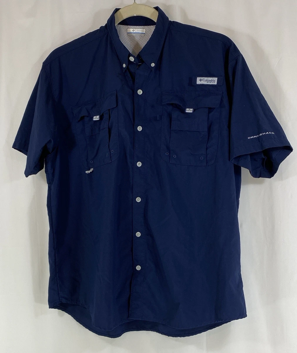 Chemise De Pêche Columbia PFG Bahama II Homme 2XL Bleu, Manches Courtes, Protection UV