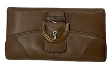 Vintage Coach Brown Leather Trifold Buckle Wallet