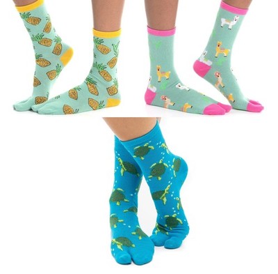 V-TOE SOCKS 3 pairs V Toe flip flop split toe socks pineapple turtle green llama