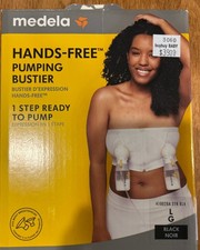 NEW Medela Hands Free Pumping Nursing Bra Bustier. Black Color. Women's Large
