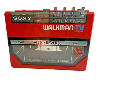 【希少】ソニー カセットウォークマン WALKMAN TV WM-F55 RARE RED SONY WM-F55 Walkman - Vintage Junk for Parts or Repair