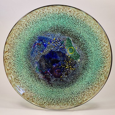 Große 14,4'' Kosta Boda Meteor Ladegerät Bertil Vallien #79321 Glasschale Platte