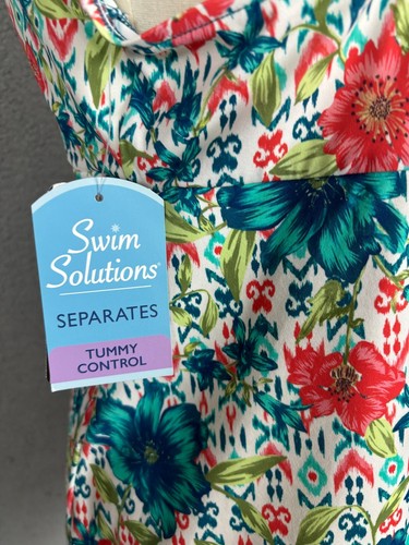 Swim Solutions Women's Printed Bow Tummy-Control Tankini Top Multicolor 14 NWT's - Picture 6 of 8
