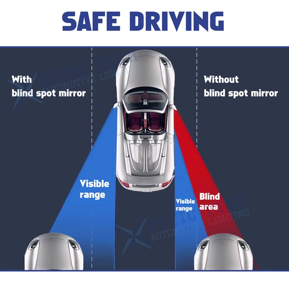 Espejos retrovisores auxiliares de punto ciego ancho convexo ajuste con forma de rombo Foto 4 de 4