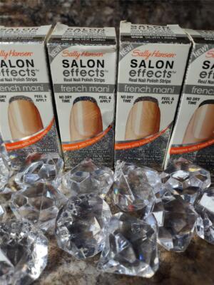 X4 Sally Hansen Salon Effects Nail Polish Strips French Mani # 002 SILVER LINING