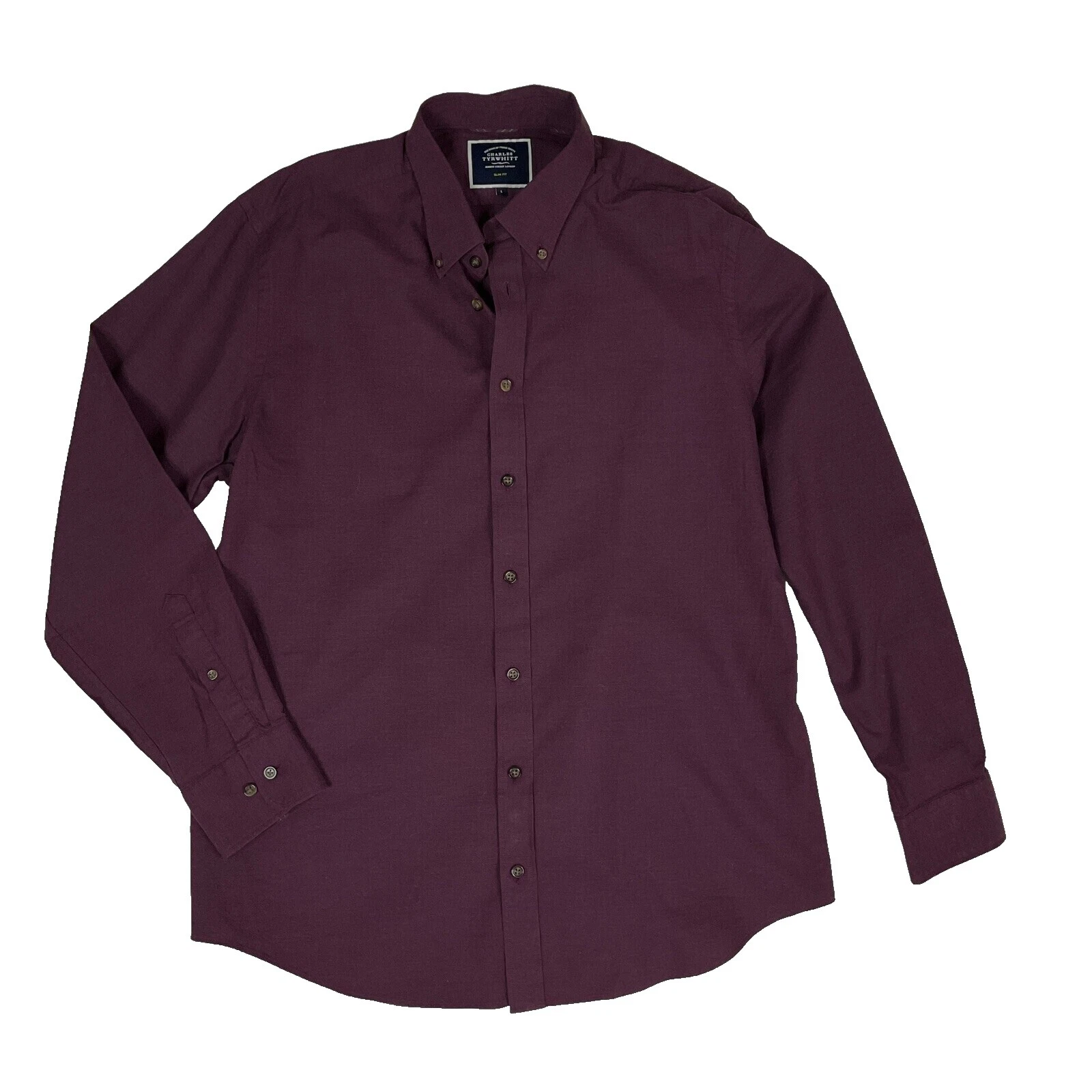 Botón Casual sólido algodón Charles Tyrwhitt-Down Shirts for Men