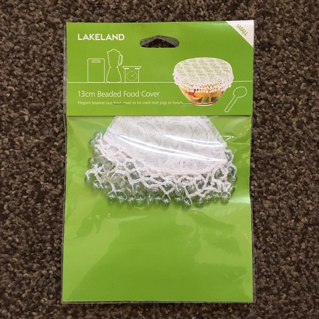 Lakeland Lace Effect Beaded Food Bowl & Pot Cover 13cm White for sale