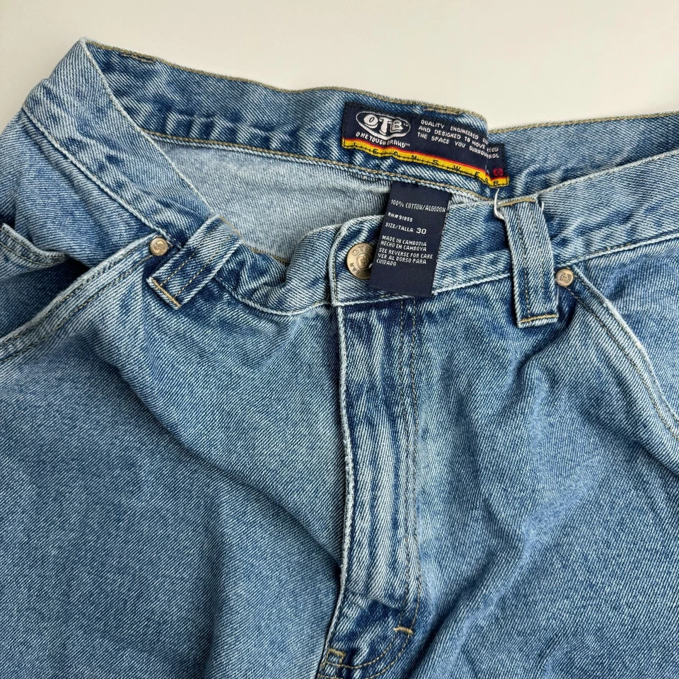 Pantalones Cortos De Colección OTB Para Hombres Azul Denim Carpintero Jean Pantalones Cortos Sueltos Skate jnco 30 Cadera y2k Foto 4 de 4