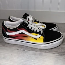 VANS Old Skool 🔥 Flame Skate Shoes Men’s Size 5.5 Women’s 7 Black Suede Low Top