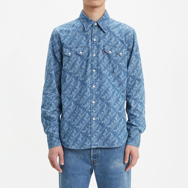 Levi's Logo Print Denim Western Shirt 
