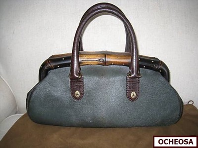 最*ん様 バック　中古　コーチ　GUCCI Authentic GUCCI Black Pony Hair Bamboo Wood Framed Satchel Bag