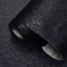 Black Peel and Stick Silk Embossed Self Adhesive Removable Wallpaper 17.7x118"
