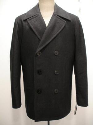 Nautica Mens S Double Breasted Peacoat Charcoal Gray Anchor