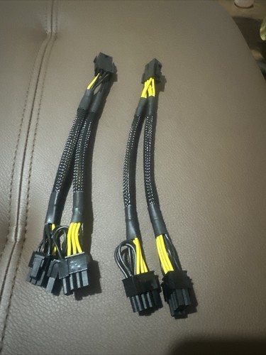 GPU VGA PCIe 6 Pin Female to Dual 2X 8 Pin (6+2) Male PCI Express (2 Pack ) - 第 1/3 張圖片
